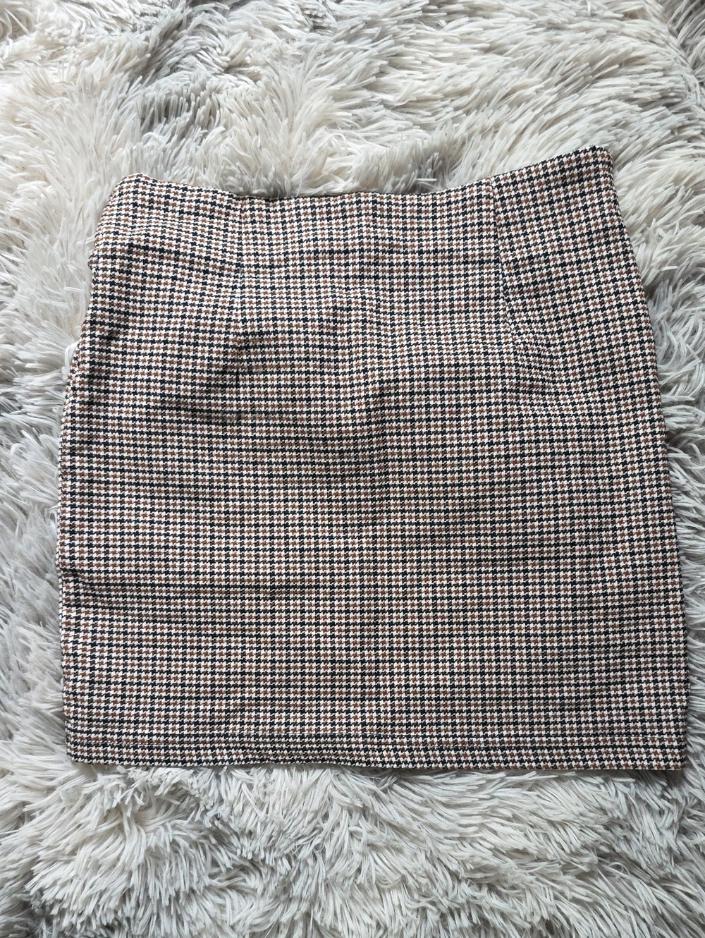 SHEIN Brown & Black Houndstooth Pencil Skirt